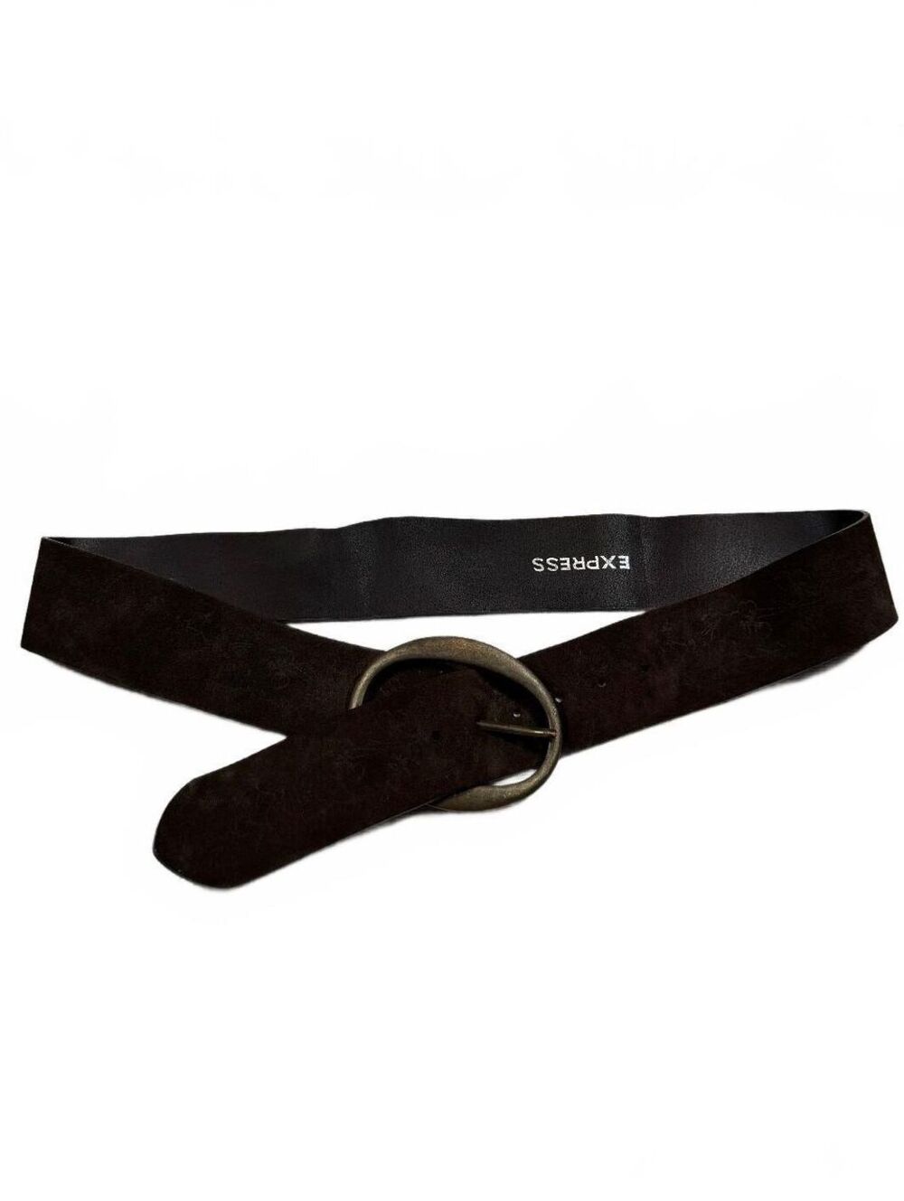 Y2K Express Jean Italian Leather Belt With Chunky Belt Buckle Size L